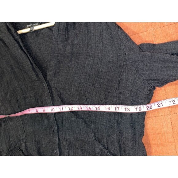 Eileen Fisher Black Linen Blend Button-Front Tunic 3/4 Sleeves Women's Top L - Picture 5 of 8